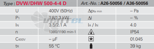 Rosenberg DHW 500-4-4 D - описание, технические характеристики, графики